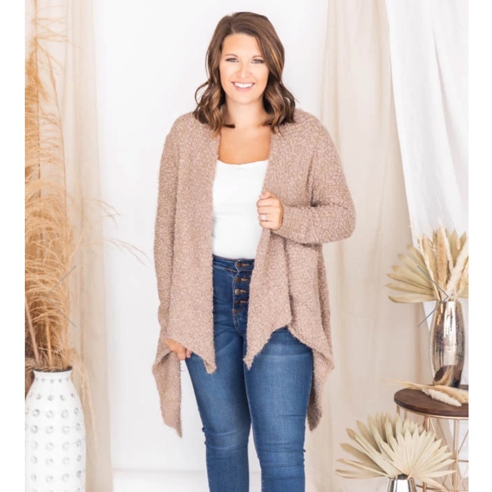 Pink Lilly popcorn taupe cardigan